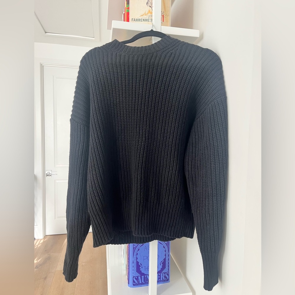 Reformation knit sweater, oversized, black, chunky, size small